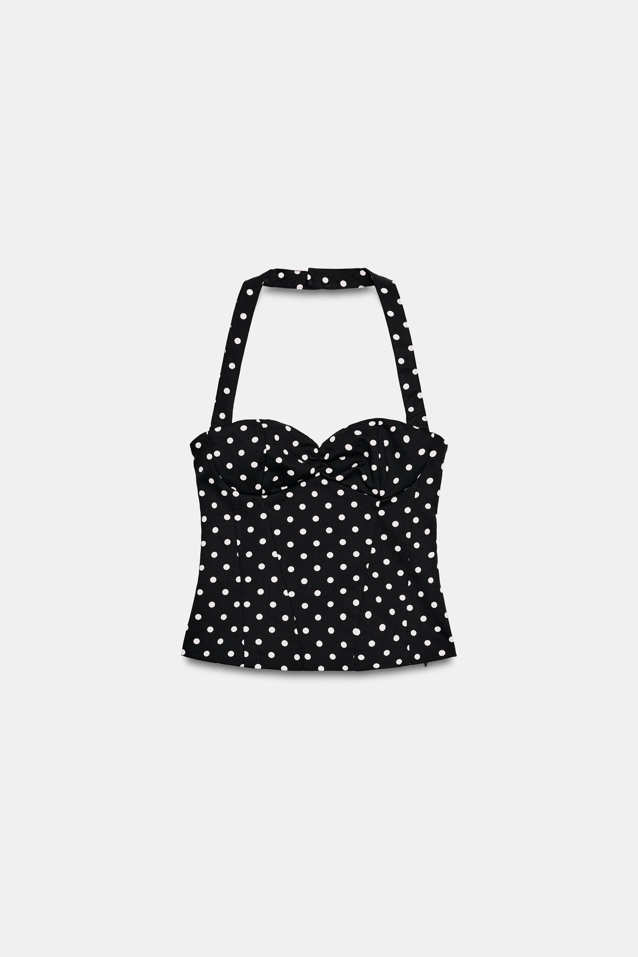 POLKA DOT ROUND NECK HALTER TOP